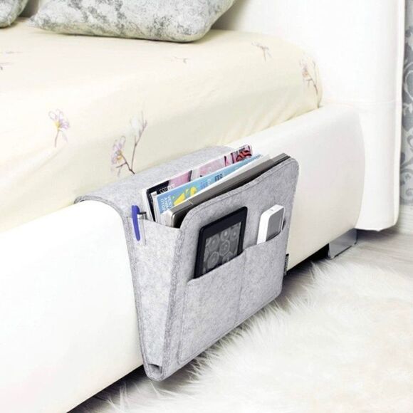 Bedside Caddy Organizer Grey Felt Large New - Picture 1 of 10